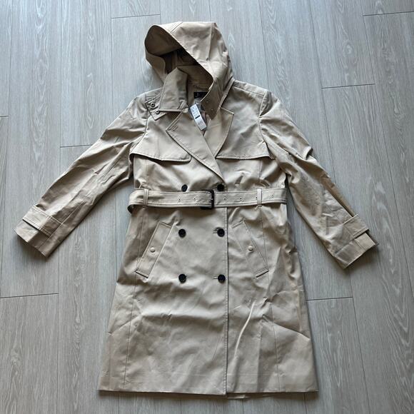 J Crew New Icon Trench Coat Womens Size 12 In Vintage Khaki Hooded - Picture 1 of 12